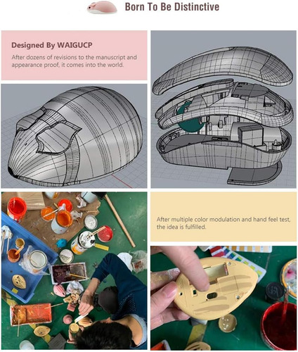 Ratón Inalámbrico, Bluetooth Cute Animal Hamster Mouse, 1200