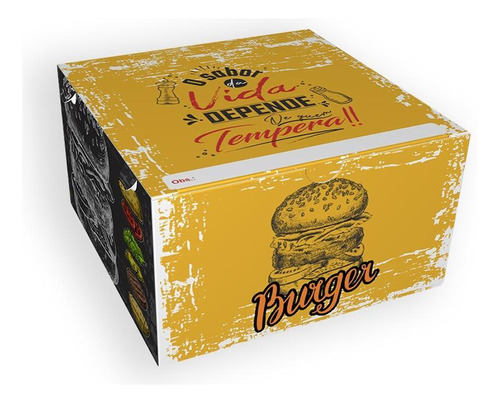 Embalagem Box Grande De Hambúrguer - Linha Rústica - 200un