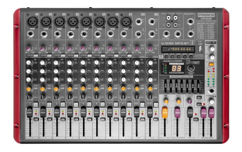 Proco Cr1208 Power Mixer Consola Audio Potenciada Bt Usb 12 