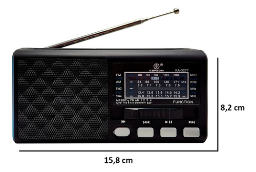 Rádio Emergência Bluetooth Fm/am Com Lanterna Led Recarregáv