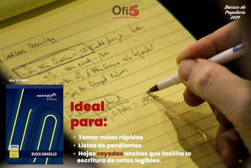 Block Amarillo Estrella Carta 50 Hojas Rayadas Apuntes