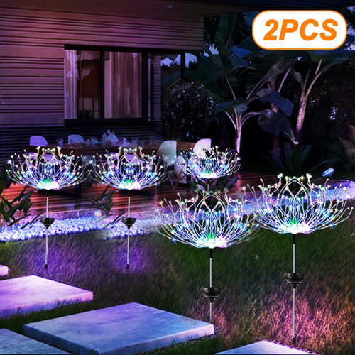 2pc 120led Luz Solar De Fuegos Artificiales Luz De Hadas De