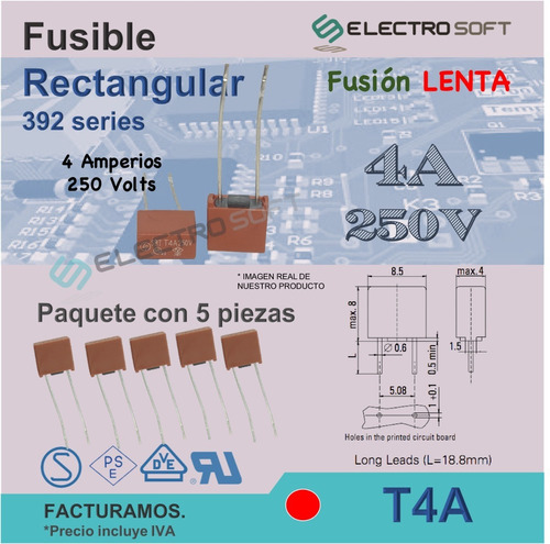 5pz Fusible Rectangular 4a 250v / T4a / 392 Tv / Tele