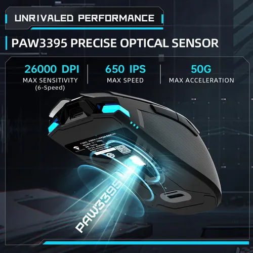 Machenike Mouse Inalambrico Para Juegos, 26,000 Dpi, Sensor