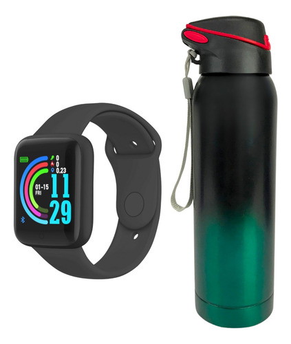 Combo Smartwatch Reloj Inteligente Y Botella Térmica 500ml