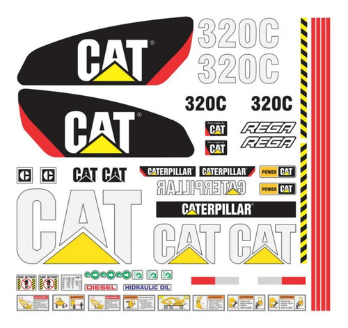 Calcomanías Caterpillar 320c Moderna Preventivos Originales