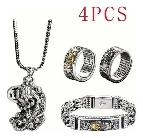 Colgante Feng Shui Pixiu 4 Piezas +brazalete Amuleto