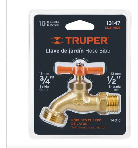 Llave Terminal Para Jardín 1/2' En Blister Marca Truper