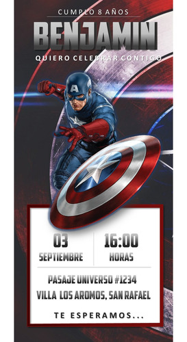 Invitación Digital Capitan America