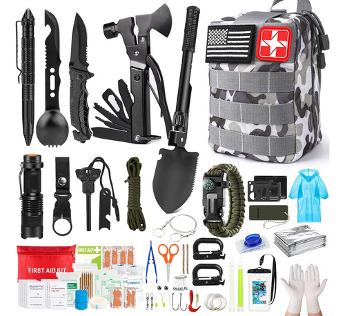 Survival Kits,222 Pcs Emergency Survival Gear First Aid Kits