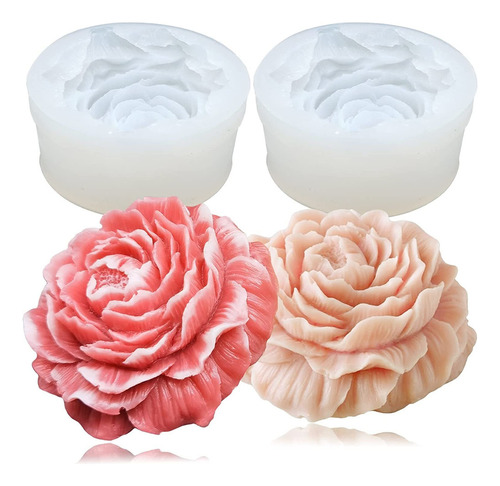 2ps Moldes Silicona Para Jabón Flor Peonía Moldes Para Velas