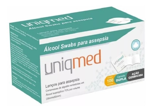 Imagem 1 de 2 de Lenço Compressa Para Assepsia Álcool Swabs 70% Uniqmed