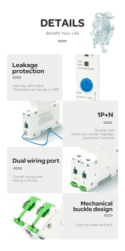 Interruptor Automático De Disyuntores Wifi 1p Y Asistente