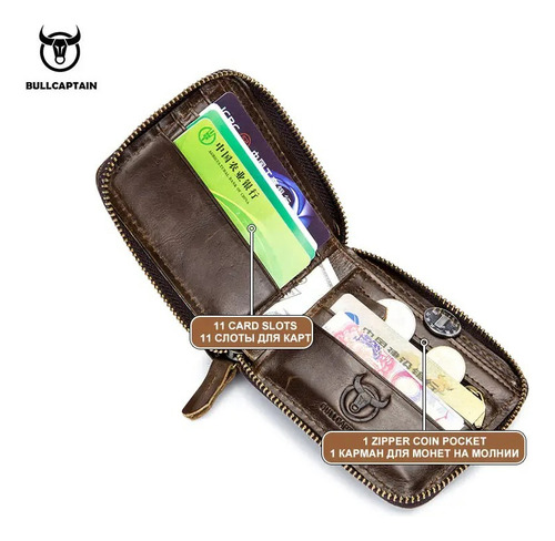 Bullcaptain Cartera Piel Genuina Billetera Qb-025-cf