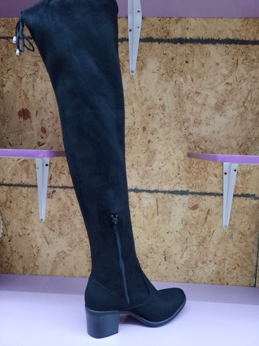 Botas Largas Para Dama Lycra Ajustable Tacón Pequeño