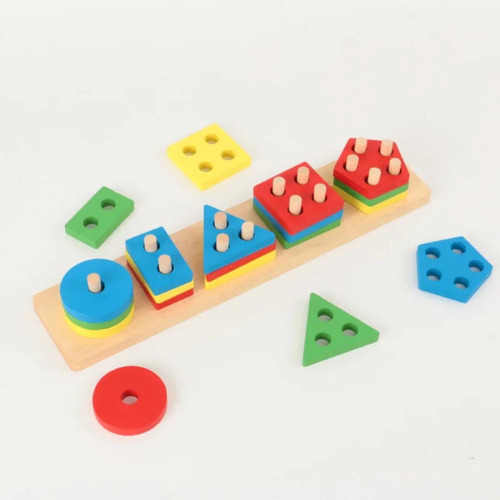 Bloque Montessori Madera Con Forma Geométrica Cinco Co