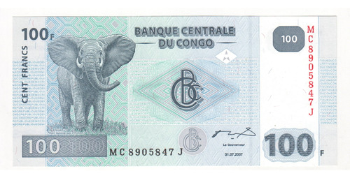 Billete Congo 100 Francos Unc Nuevo (c85)
