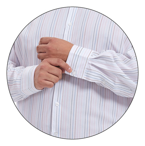 Camisa Vestir Tallas Extra, En Tejido A Rayas Multicolor.