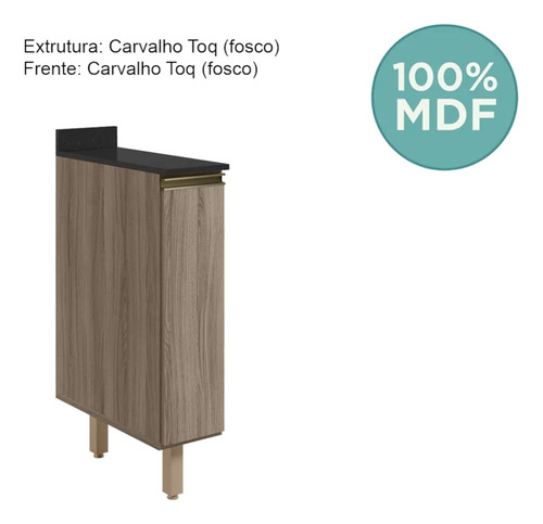 Balcão Com Tampo 1p 20cm Mdf Kali 16796 Carvalho Nicioli