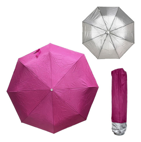 Sombrinha Guarda Chuva Bolsa Protecão Uv Solar 8 Varetas Cor Rosa