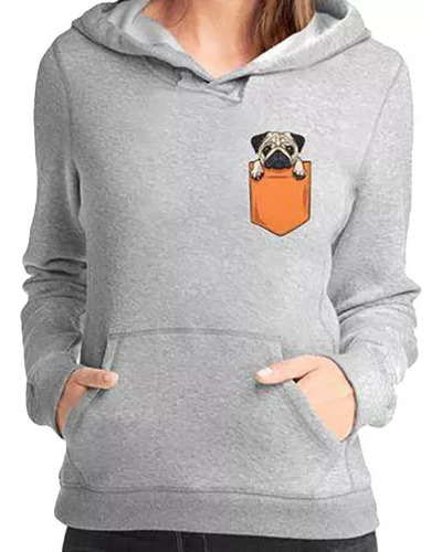 Canguro Estilo Hoodie Hermoso Modelo Perro Pug Unisex