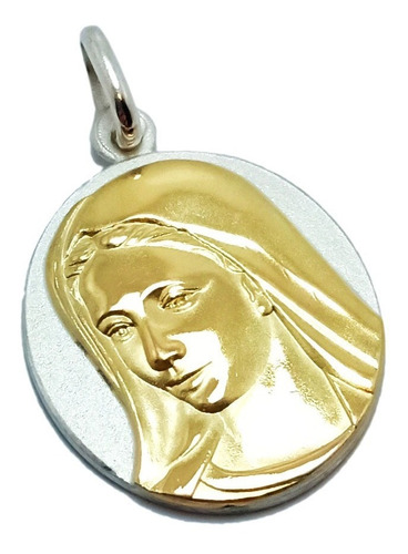 Medalla Virgen De Medjugorje - Plata  Y Oro - 22mm