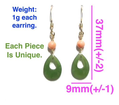 Aretes Pequeños De Jade De Nefrita Natural Verde Forma...