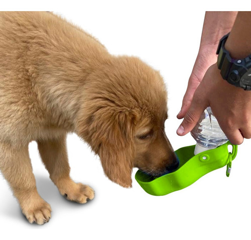 Perrísimo Bebedero Portátil Para Hidratar Tu Mascota 300 Ml Color Verde