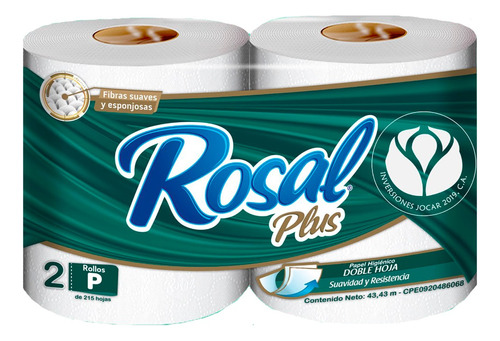 Papel Higiénico Rosal Plus 215 Hojas 2 Rollos 3 Unids