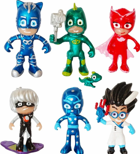 Muñecos Héroes En Pijamas Pjmask 6 Personajes Y Accesorios