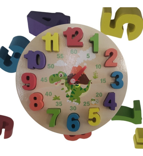 Juguete Didáctico Madera Reloj Con Figuras Y Números Niños