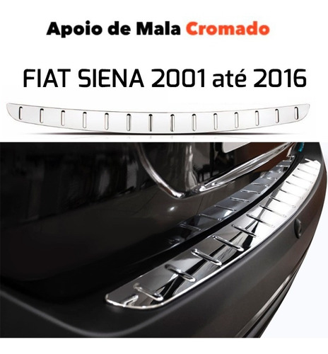 Protetor Cromado De Porta Mala Para Fiat Siena 2001 Até 2016