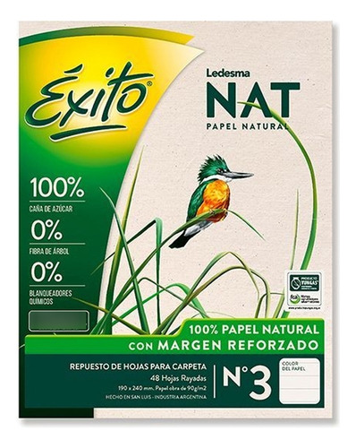 Repuesto Escolar Nº3 Rayado 48h Exito Nat Papel Natural