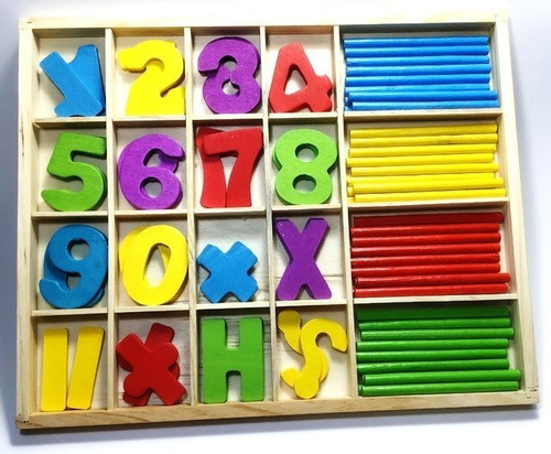 Juego Box Didactico Madera Num Montessori Matemáticas Cubeta