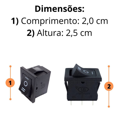 Chave Tic Tac Kdc 3 Posições On/off/on - 3p 3t - Kcd1-2-103