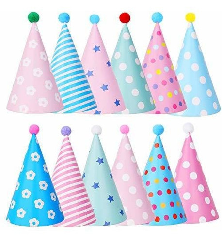 Sombreros De Fiesta De Cumpleaños En Forma De Cono Con Pomp 