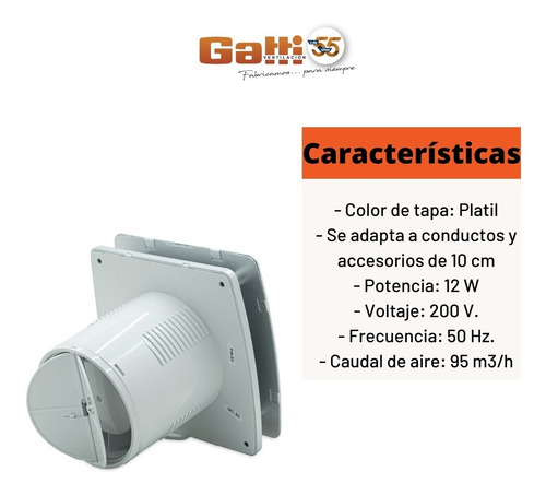 Extractor De Aire Baño/cocina 4 (10 Cm) Con Persiana Platil