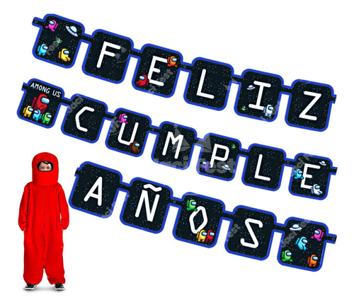 Among Us Letrero Feliz Cumpleaños Artículo Fiesta - Amg0h1