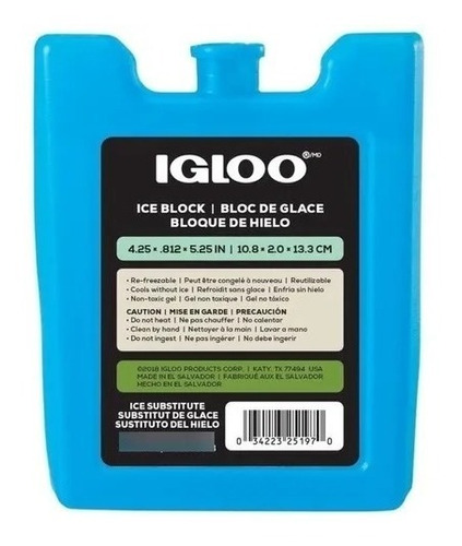 5 Bloques De Congelación Hielo Igloo Azul Gel Para Hielera