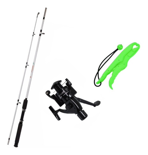 Caña Pesca + Reel Frontal +pinza Boga Grip Pesca Variada Rio