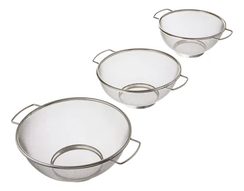 Colador De Malla Fina Excelsteel Con Base, Set De 3 Coladore