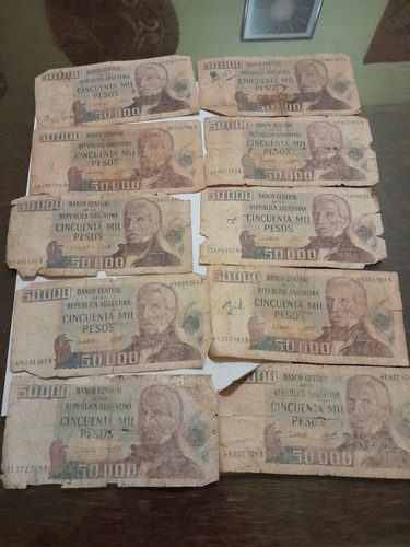 Lote De 10 Billetes De 50.000 Pesos