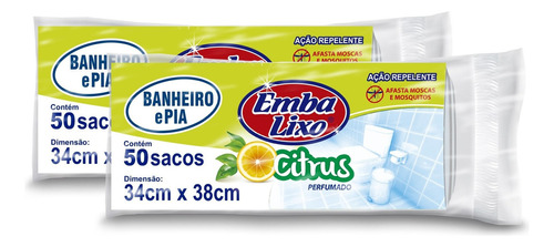 Saco De Lixo Banheiro Pia Perfumado Citrus Repelente 100 Un Cor Branco