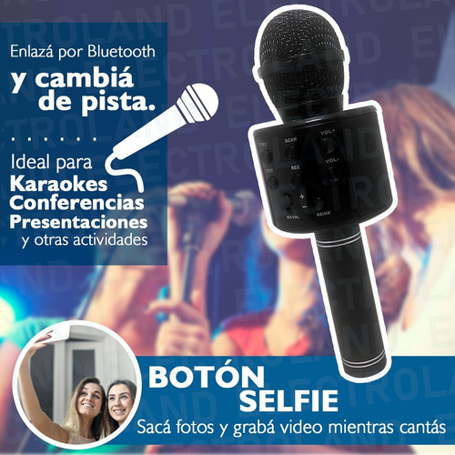 Imagen 7 de 10 de Microfono Karaoke Bluetooth Inalambrico Parlante Efectos