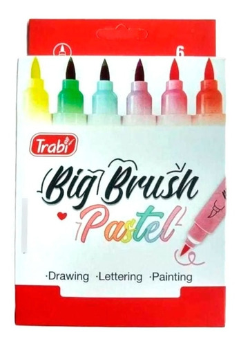 Pack Big Brush Marcadores Trabi Pastel X6 Unidades Tr5996 