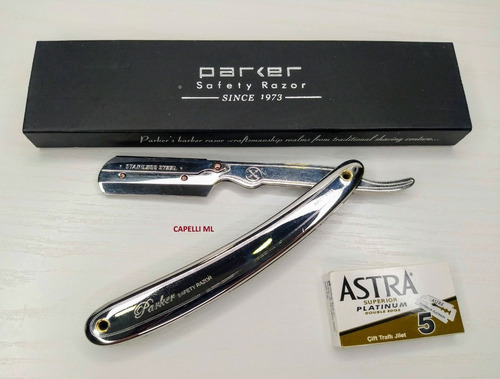 Navalhete Parker Inox 31r Primeira Linha + 5 Laminas Astra