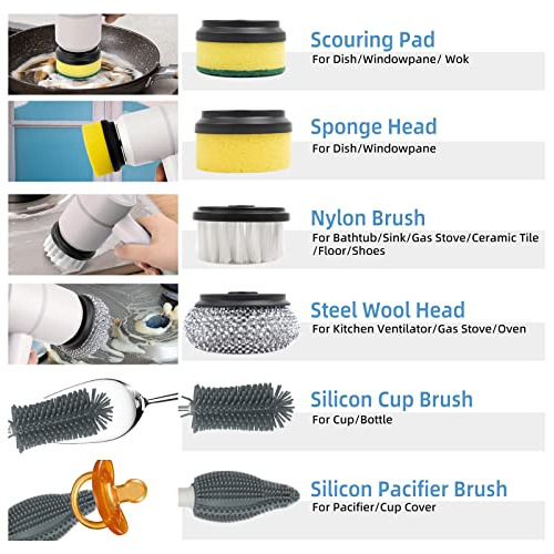 Super Electric Spin Scrubber 1000rpm 6 Cabezales De Cep...