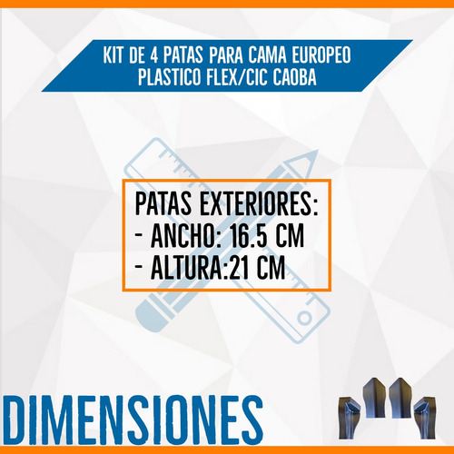 Imagen 5 de 8 de Pata Para Cama Europeas (kit De 4 Patas) Altura 21 Cm