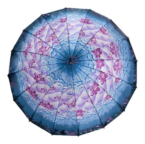 Paraguas Sombrilla Clásica Semiautomática Plegable De Bastón Color Azul morado