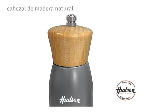 Imagen 3 de 4 de Molinillo Madera Hudson Laqueado Gris 15 Cm Muelas Cerámica